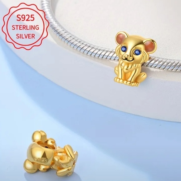 Women’s 925 Sterling Silver Lion Charm with Gold Plating - NWT - Picture 3 of 5